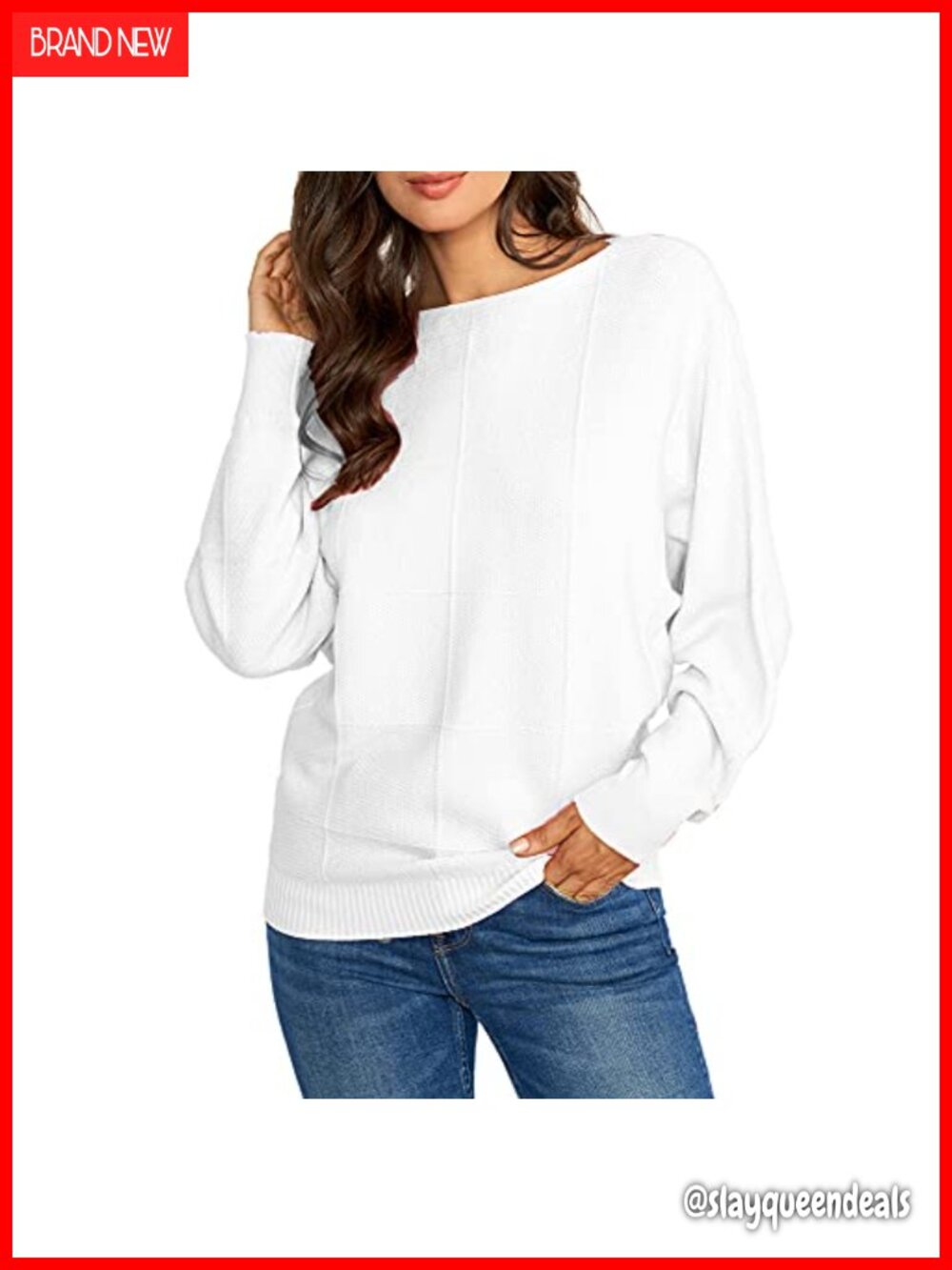 Batwing Knit Sweater Women Boat Neck Dolman Sleeve Pullover Fall Winter